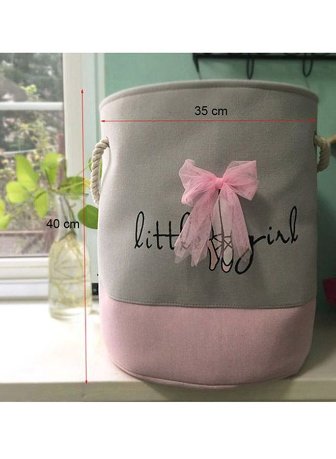Foldable Barrel Clothing Storage Laundry Basket Grey/Pink 35x40centimeter - Image 2